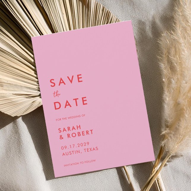 Moderne Minimalistische Rosa-Hochzeit Save The Date (Von Creator hochgeladen)