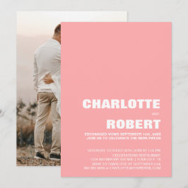 Moderne Minimalistische rosa Hochzeitsempfehlung Einladung