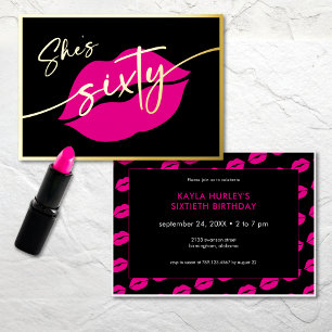Moderne Minimalistische Rosa Lippen Sie ist sechzi Folieneinladung