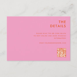 Moderne Minimalistische Rosa Orange Hochzeit Begleitkarte