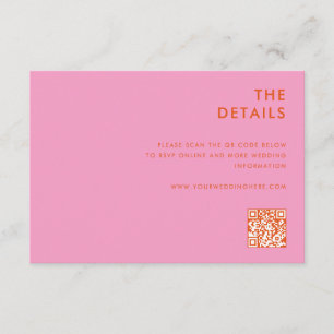 Moderne Minimalistische Rosa Orange Hochzeit Begleitkarte