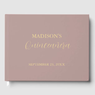 Moderne Minimalistische Rosa Rosa Quinceñera Gästebuch
