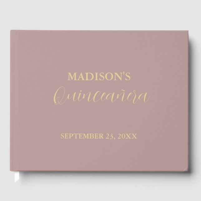 Moderne Minimalistische Rosa Rosa Quinceñera Gästebuch (Vorderseite)