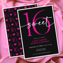 Moderne Minimalistische Rosa Sweet Sixteen Schrift