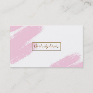 Moderne minimalistische rosa weiße und goldene Pin Visitenkarte