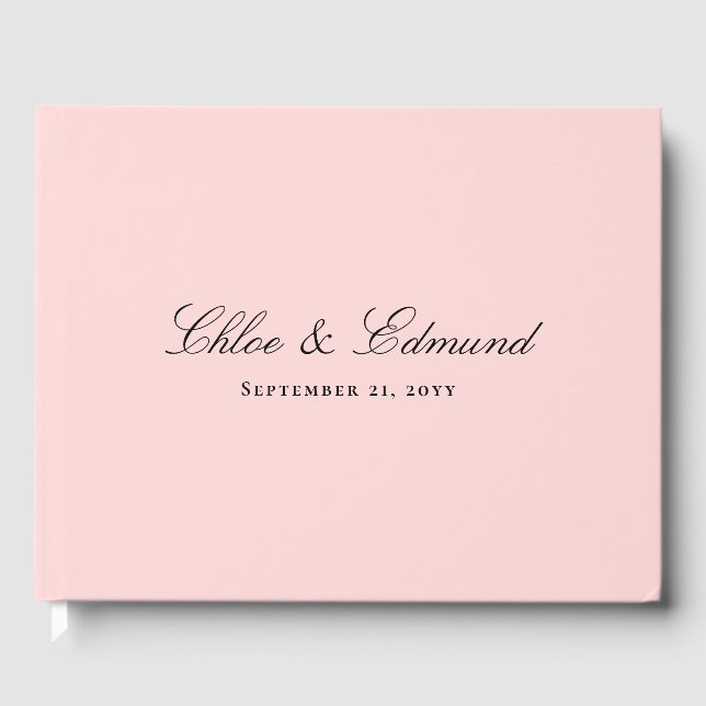 Moderne minimalistische rosafarbene Hochzeit Gästebuch (Vorderseite)
