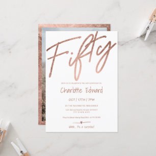 Moderne minimalistische Rose Gold Foto überraschen Einladung