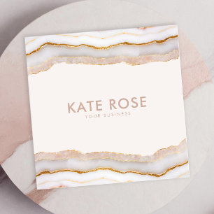 Moderne Minimalistische Rose Gold Glitzer Agate Quadratische Visitenkarte