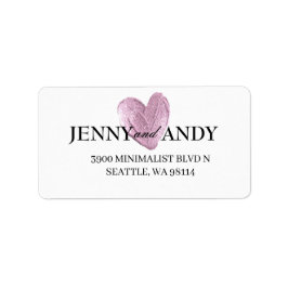 Moderne Minimalistische Rose Gold Heart Wedding Ad Adressaufkleber