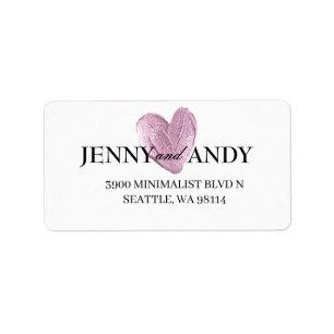 Moderne Minimalistische Rose Gold Heart Wedding Ad Adressaufkleber