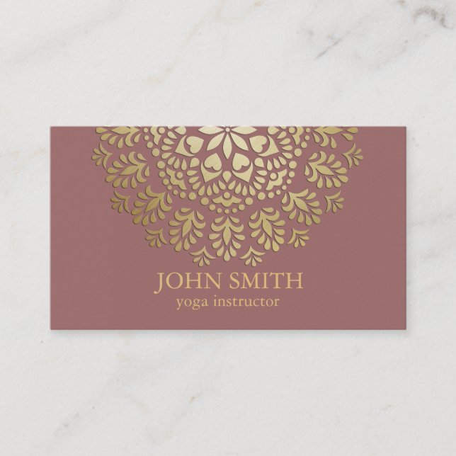 Moderne Minimalistische Rose Gold Lotus Yoga Instr Visitenkarte (Vorderseite)