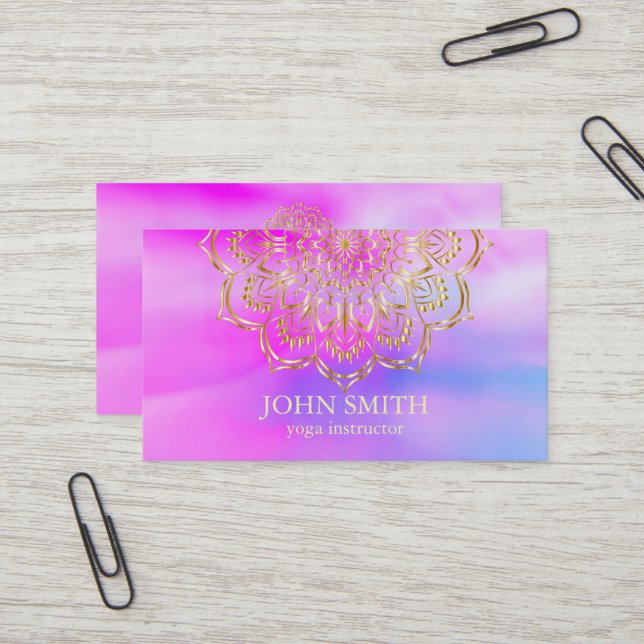 Moderne Minimalistische Rose Gold Lotus Yoga Instr Visitenkarte (Vorderseite/Rückseite Beispiel)