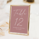 Moderne Minimalistische Rose-Hochzeit Tischnummer<br><div class="desc">Einfache, moderne Hochzeitskarten mit "Tischnummer", die in einem handgeschriebenen weißen Skript mit einem staubigen Hintergrund (oder einer Rose Ihrer Wahl) angezeigt werden. Um die staubige Rose Hochzeitskarten zu bestellen: Fügen Sie Ihren Namen, das Hochzeitsdatum und die Tischnummer hinzu. Jede Nummer muss individuell in Ihren Warenkorb aufgenommen werden. Nachdem Sie alle...</div>