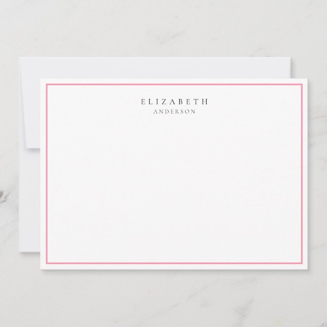 Moderne Minimalistische Rose Rosa Single Border Mitteilungskarte (Vorderseite)