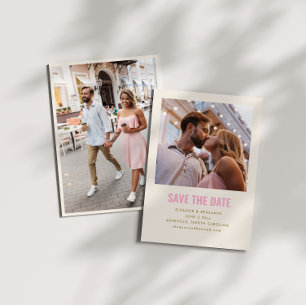 Moderne minimalistische roségoldene Hochzeitsfotos Save The Date