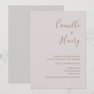 Moderne minimalistische roségraue Hochzeitseinladu Einladung
