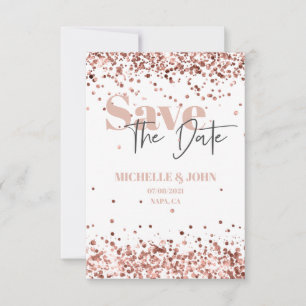 Moderne minimalistische Rosen-Gold-Glitter-Schrift Save The Date