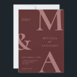 Moderne Minimalistische Rosewood-Hochzeitsfeier Einladung<br><div class="desc">Moderne Minimalistische Rosewood Hochzeit Einladung. Enthält fett formatierte Monogramm-Typografie und minimales grafisches Design. Personalisieren Sie Text mit allen Details Ihres besonderen Tages.</div>