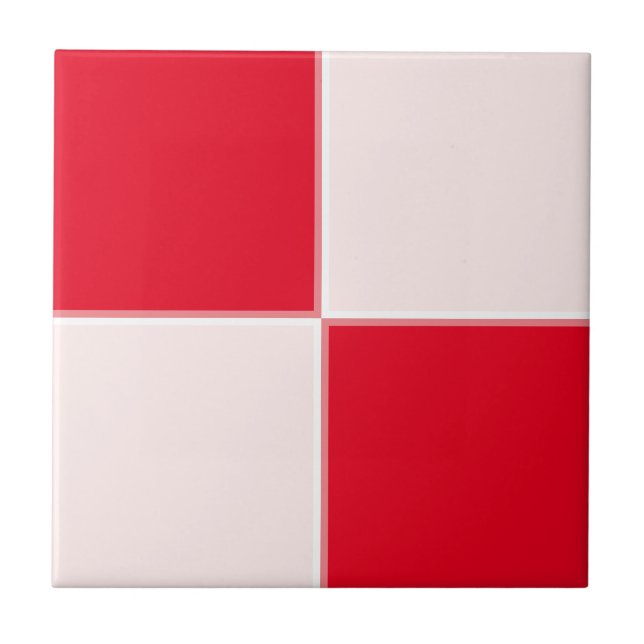 Moderne Minimalistische Rot Rosa Weiße Geometrie Fliese (Vorderseite)