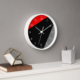 Moderne minimalistische rote graue schwarze große uhr