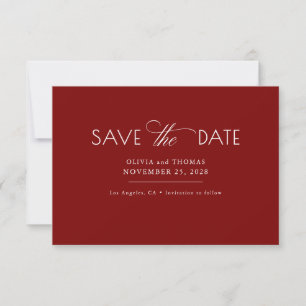 Moderne minimalistische rote Hochzeit Save The Dat Date