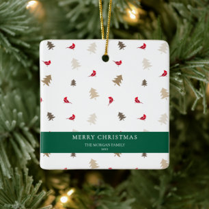 Moderne minimalistische rote Kardinals-Weihnachtsb Keramikornament