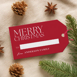 Moderne Minimalistische Rote Weihnachten froh Geschenkanhänger