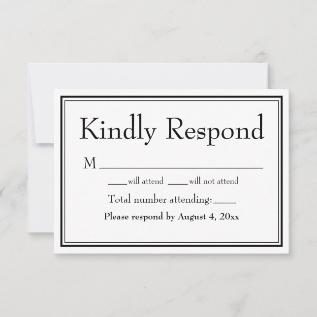 Moderne Minimalistische RSVP-Karte an den Grenzen Dankeskarte (Vorderseite)
