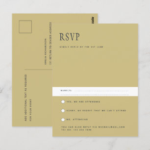Moderne Minimalistische RSVP Pos für Hochzeiten Postkarte