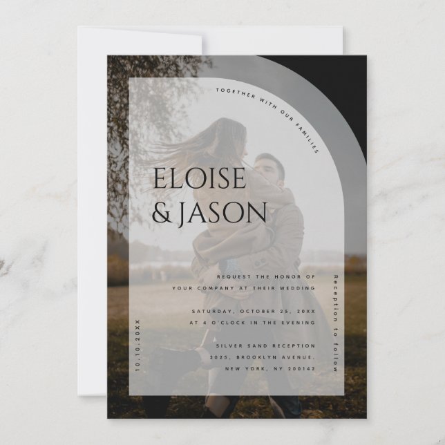 Moderne Minimalistische Rustikale Foto Arch Weddin Einladung (Vorderseite)