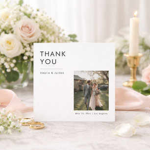 Moderne Minimalistische Rustikale Foto-Hochzeitska Dankeskarte