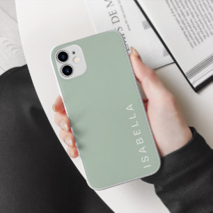 Moderne minimalistische Salbei-grüne personalisier Case-Mate iPhone Hülle