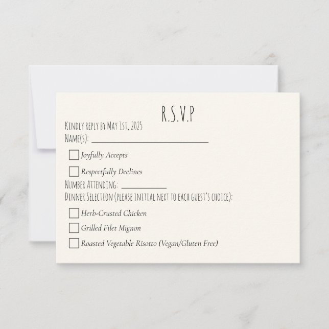 Moderne Minimalistische Save the Date einfache Hoc RSVP Karte (Vorderseite)
