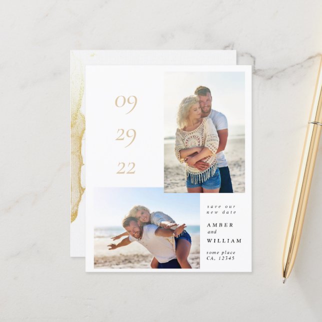Moderne minimalistische Save the Date Karte (Vorderseite/Rückseite Beispiel)