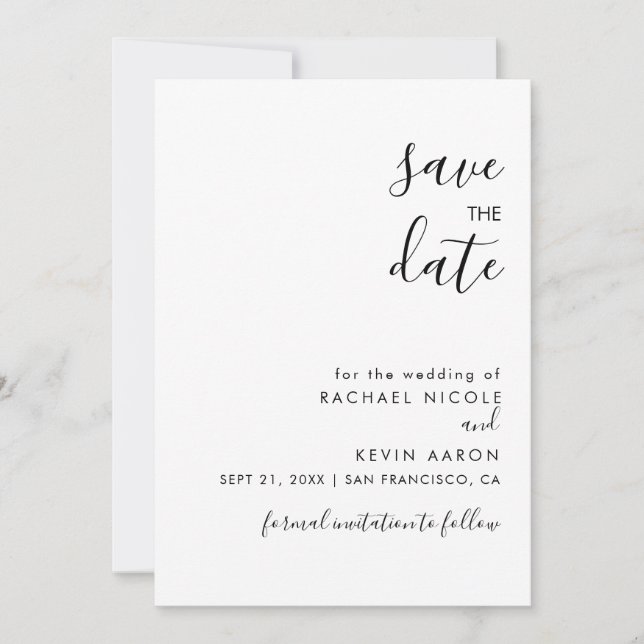 Moderne Minimalistische Save the Date-Karte Date (Vorderseite)