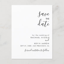 Moderne Minimalistische Save the Date Postkarte