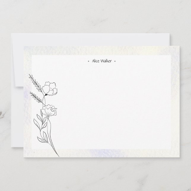 Moderne minimalistische Schablonenblume Mitteilungskarte (Vorderseite)