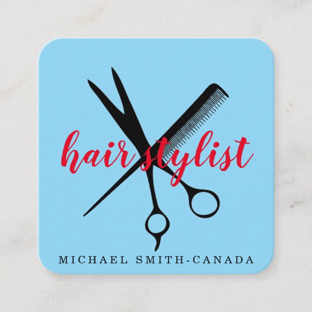 Moderne Minimalistische Schere Branding-Haarstylis Quadratische Visitenkarte (Vorderseite)