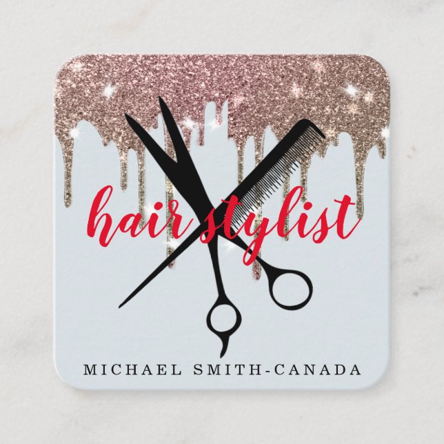 Moderne Minimalistische Schere Branding-Haarstylis Quadratische Visitenkarte (Vorderseite)