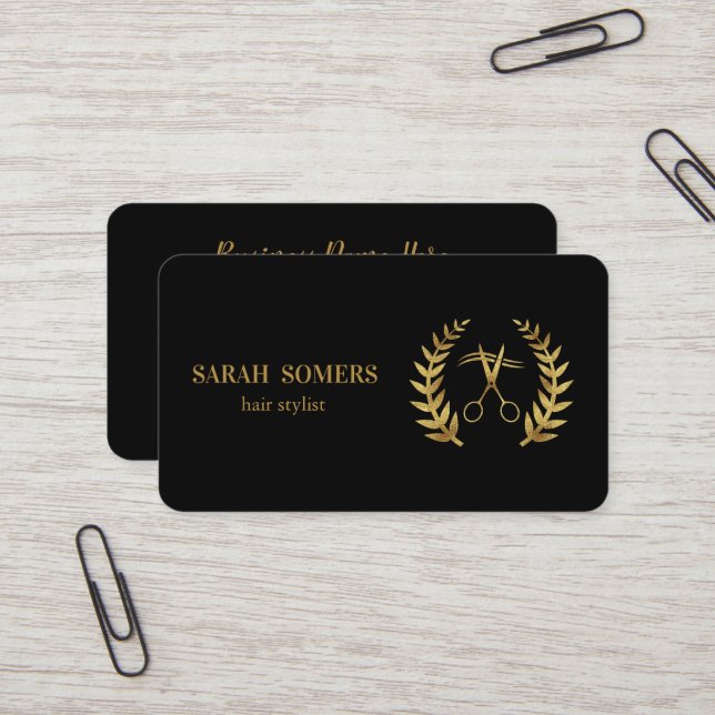 Moderne Minimalistische Schere Branding-Haarstylis Visitenkarte (Vorderseite/Rückseite Beispiel)