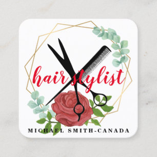 Moderne Minimalistische Schere Branding Hair Styli Quadratische Visitenkarte