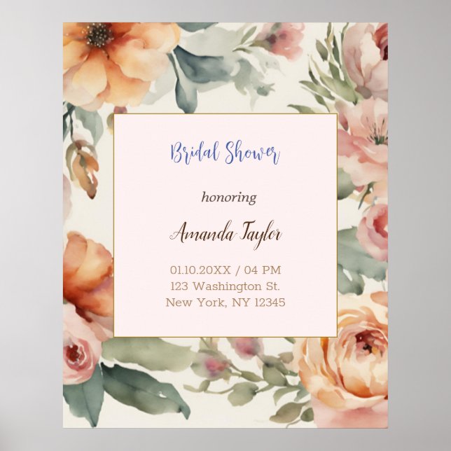 Moderne Minimalistische Schlichte Blumen Poster (Vorne)