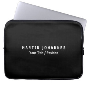 Moderne Minimalistische Schlichte Elegant Schwarz Laptopschutzhülle