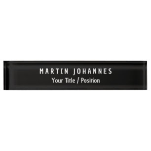 Moderne Minimalistische Schlichte Elegant Schwarz  Namensplakette