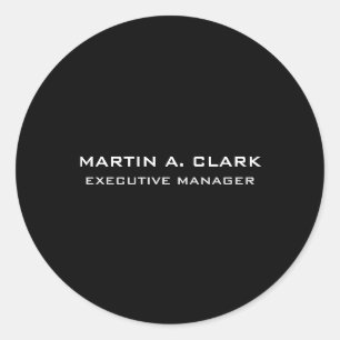 Moderne Minimalistische Schlichte Elegant Schwarz  Runder Aufkleber