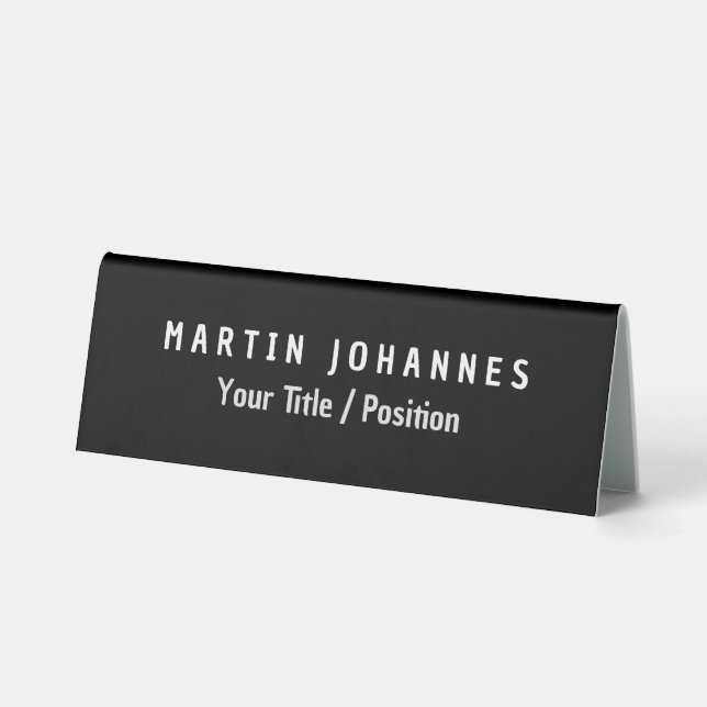 Moderne Minimalistische Schlichte Elegant Schwarz  Tischaufsteller (Vorderseite)
