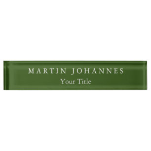 Moderne Minimalistische Schlichte Eleganwald Grün Namensplakette