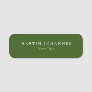 Moderne Minimalistische Schlichte Eleganwald Grün Namensschild