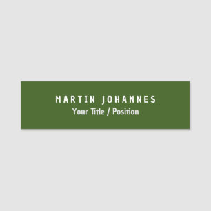 Moderne Minimalistische Schlichte Eleganwald Grün Namensschild