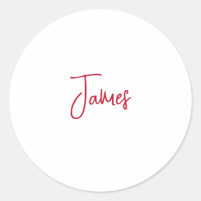 Moderne Minimalistische Schlichte Kalligraphie Rot Runder Aufkleber (Vorderseite)